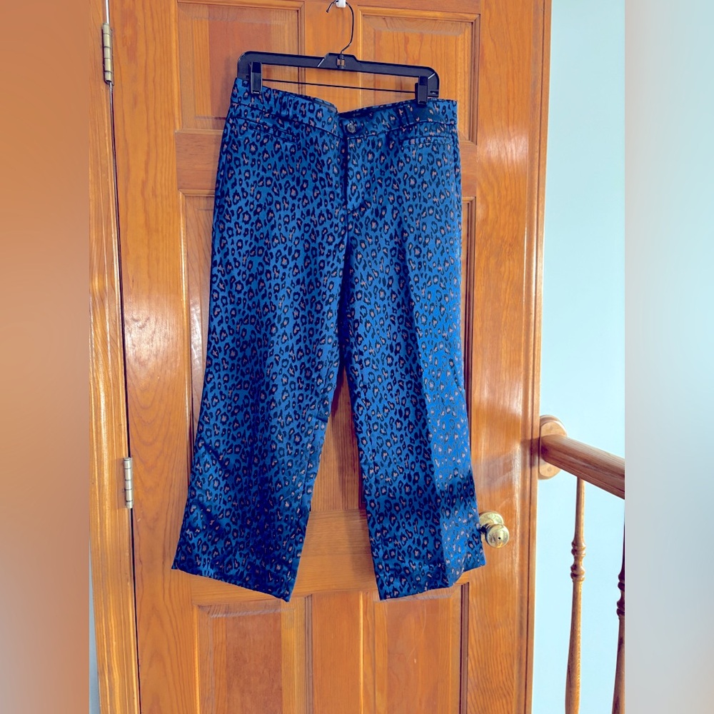 NWT Banana Republic Logan Crop Leo Blue print 10 Reg